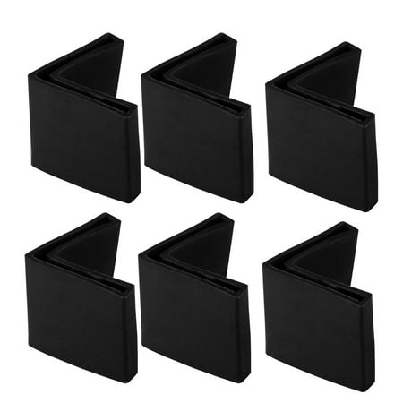 6 Pcs Black Soft PVC Angle Iron Foot Pad L Shape Edge Leg Cover 45mm x 45mm