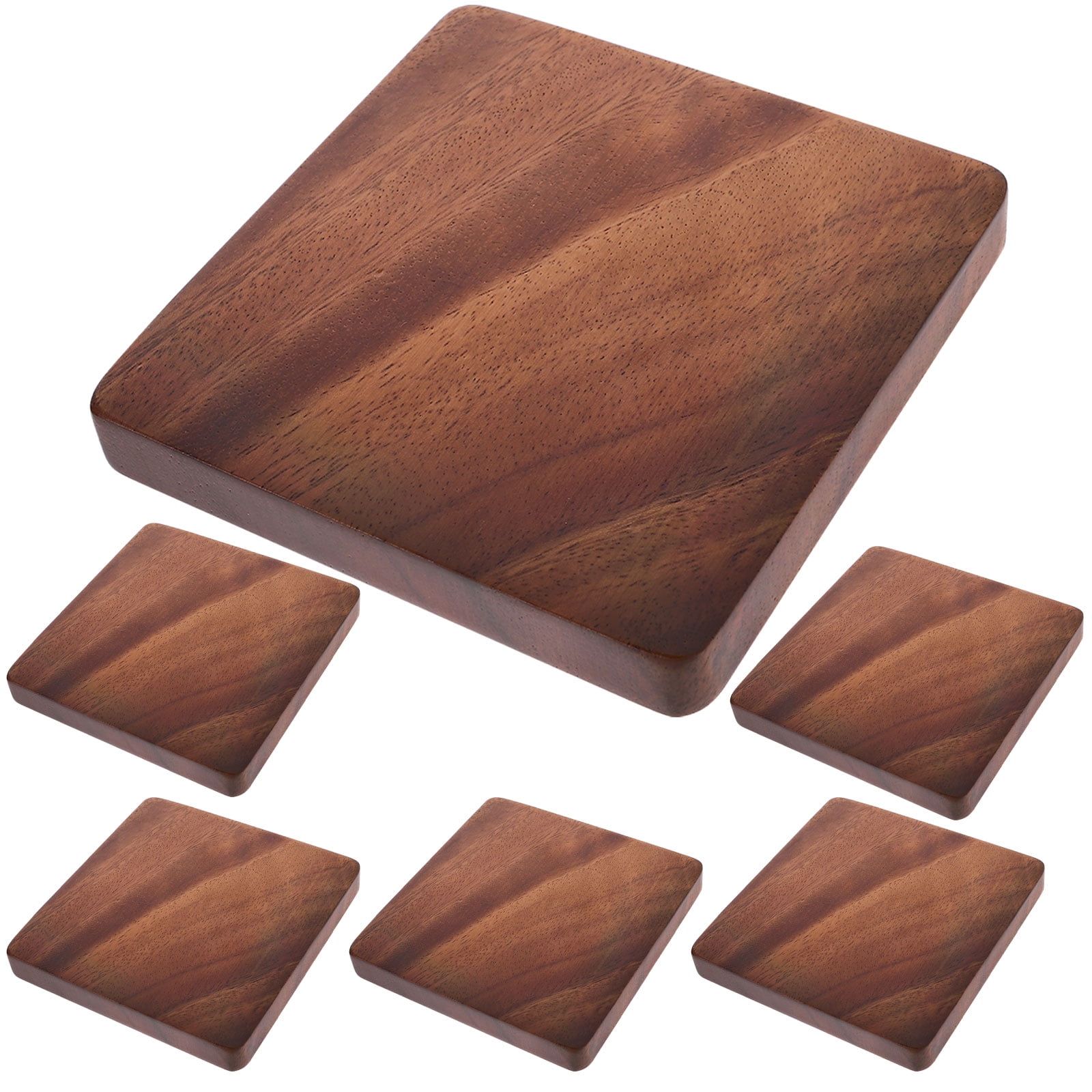 6 Pcs Black Walnut Coaster Wood Cup Mats Tumbler Pads Tumblers
