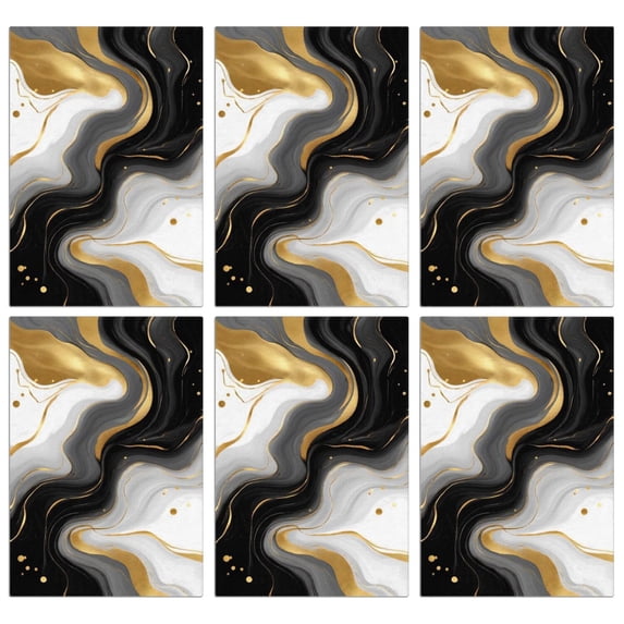 6 Pcs Black and Gold Marble Pattern Funny Kitchen Towels, Microfiber Dish Towels, Kitchen Tea Towels Set 18" X 26"