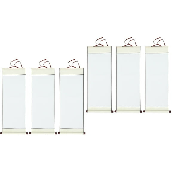 6 Pieces Blank Chinese Scroll Paper Set for , Art, Writing, Antique Style Aged Paper Supplies for Home and Office