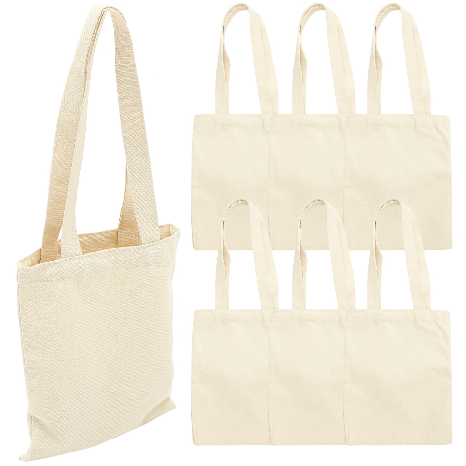 6 Pcs Blank Shoulder Bag Large Handbag Tote Grocery Simple Multipurpose