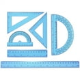 thumbnail image 1 of 6 Pcs Blue Clear Plastic Ruler Set,2 Straight Rulers 2 Protractors 180 Degree 2 Triangle Rulers 45 | 60 Degree,Geometry Math Ruler Measuring Tool,Inches & Metric,By Scheam, 1 of 7