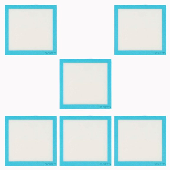 6 Pcs Blue Sparkle Sticky Notes, Transparent Note Pads, 50 Sheets Each, Clear Memo Pads With Glitter Border, 4.7 X 3.7 In / 12 X 9.5 Cm Writing Pads For Office