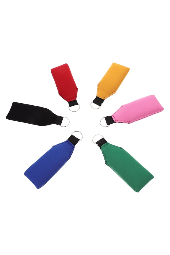 Neoprene Floating Keychain Pendants Black 6Pcs 5.1X1.8X0.4In