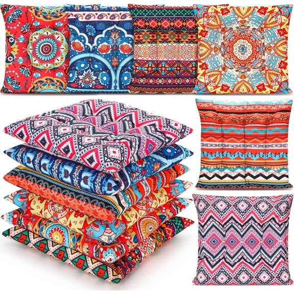 6 Pcs Bohemian Floor Pillows Seating 15 Inch Boho Floor Cushions Sitting Pillows Square Yoga Mandala Meditation Pouf for Living Room Balcony Office Tatami(Classic)