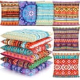 thumbnail image 1 of 6 Pcs Bohemian Floor Pillows Seating 15 Inch Boho Floor Cushions Sitting Pillows Square Yoga Mandala Meditation Pouf for Living Room Balcony Office Tatami(Stylish), 1 of 6