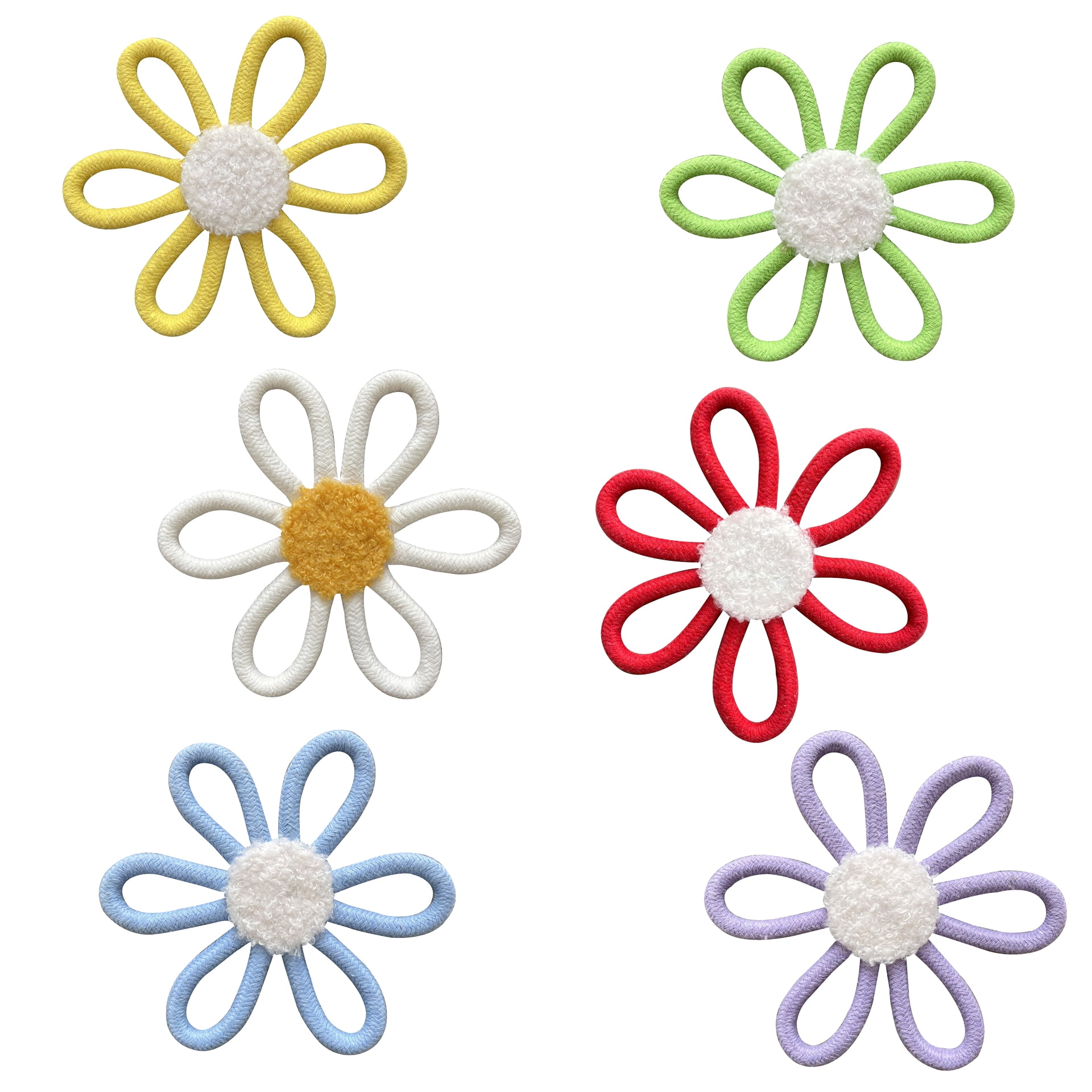 6 Pcs Boho Nursery Decor Daisy Flower Woven Macrame Wall Hanging，Daisy ...