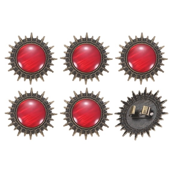 6 Pcs Bolo Tie Buckle, Gem Clasp Accessories for DIY Craft Jewelry Making, Red