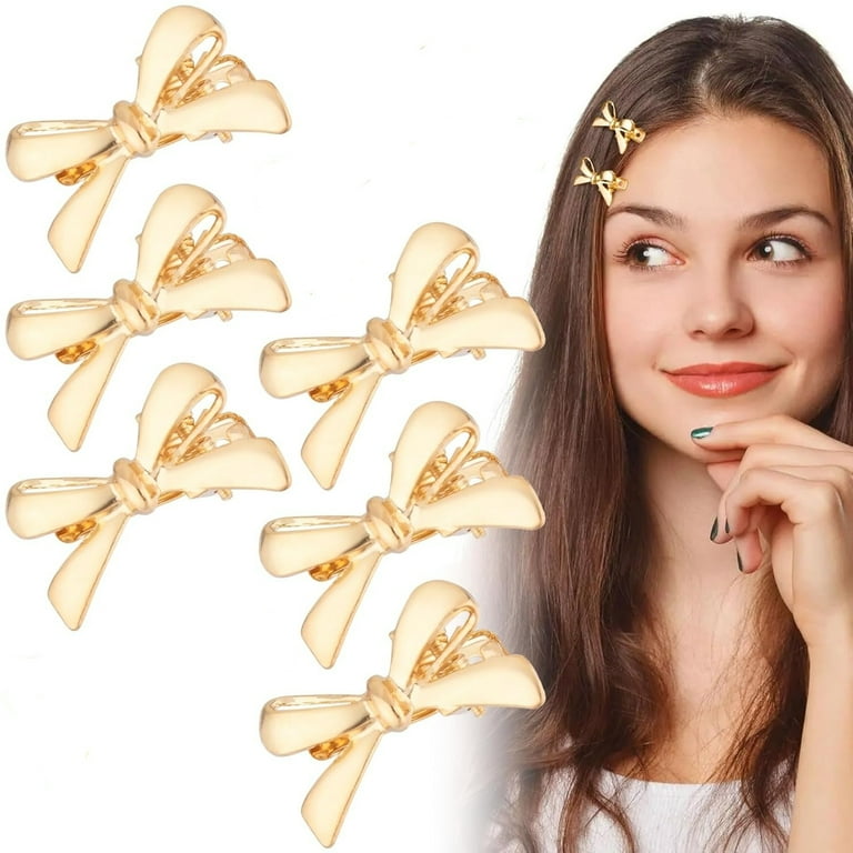 Gold Bow Hair Clips for Women Fine Hair Elegant Nonslip Jaw Clips Amazon.com : CAKURE Bow Claw Clip Gold Metal Hair Clips  main image 2