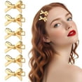 thumbnail image 1 of 6 Pcs Bow Hair Clips Gold Metal Side Bang Hair Clips Mini Bow Clip for Hair Cute Simple Bow Hairpins Barrettes Golden Bowknot Side Clips Fashion Party Hair Accessories for Women, 1 of 7