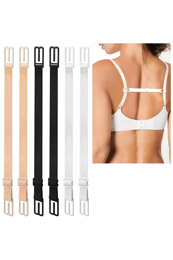6 Pcs Bra Strap Holders, Bra Strap Clips Elastic Non-slip Strap Holder, Adjustable Bra Clips to Make Racerback Conceal Straps Bra Accessories, Black, White, Skin Color