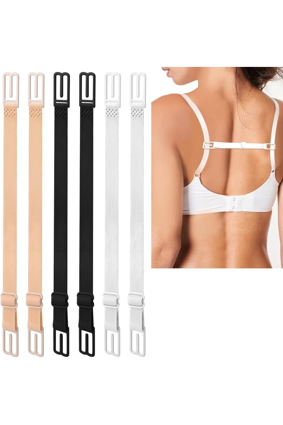 6 Pcs Bra Strap Holders, Bra Strap Clips Elastic Non-slip Strap Holder, Adjustable Bra Clips to Make Racerback Conceal Straps Bra Accessories, Black, White, Skin Color