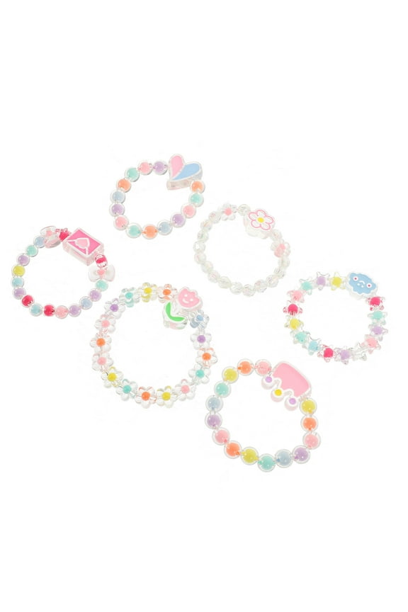 6 Pcs Bracelets Kids Jewlery Kids Bracelet Children Jewelry Toddler Girls Beaded Bracelet Cartoon Bracelet Jelly Color Plastic Baby