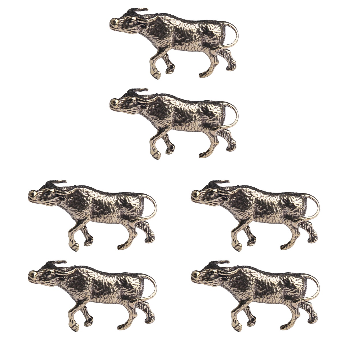 6 Pcs Brass Bull Tabletop Decor Buffalo Decors Miniature Animals Model