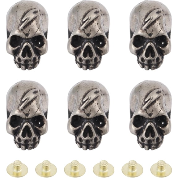 6 Pcs Brass Conchos Leather Craft Rivet Stud Silver Head Studs Rivets Screw Back Stud Brass Rivets Used for Making Collars Bags Clothing 0.550.30.45 inch