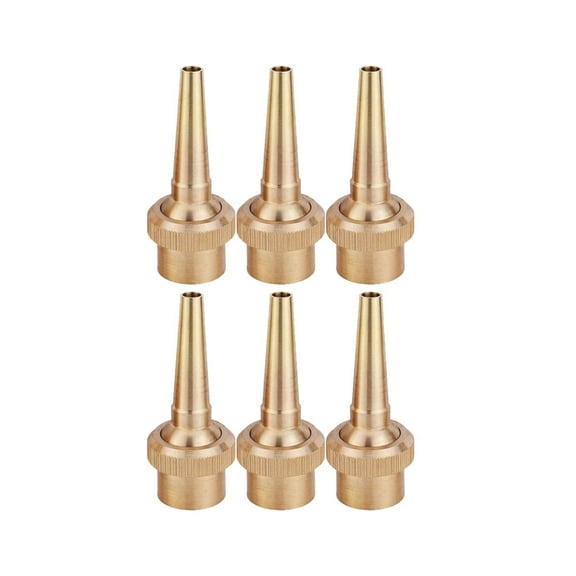 Golden Brass Fountain Nozzle Set of 6 for Garden Landscaping Equipment with Adjustable Jet Water