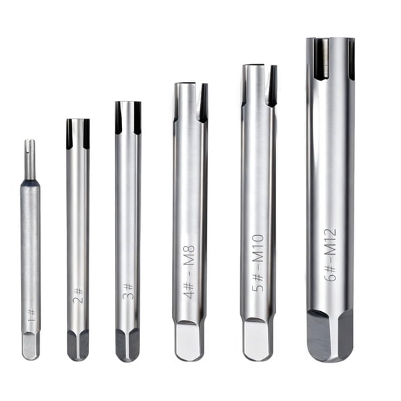 6 Pcs Broken Tap Remover Tool Set, Sturdy Steel M4-M12 Tap Extractor Set with High-Efficiency Design, Remove Damaged Screws Easily, Labor-Saving Hand Tap Extractor Set