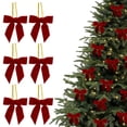 thumbnail image 1 of 6 Pcs Brown Christmas Velvet Bows for Christmas Tree, Rustic Wreath Gift Bows, Burgundy Christmas Ornaments, for Xmas Farmhouse Tree Garland DIY Craft Wrapping Decorative, 1 of 6