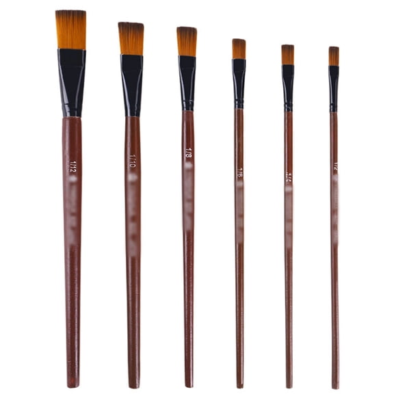6 Pcs Brush Set Flat Acrylic Brush Paint Brush Paint Brushes Painting Brushes Nylon Hair Paint Brushes Drawing Supplies