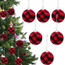 6 Pcs Buffalo Plaid Fabric Christmas Balls,TGY 2.76"/70mm Hanging Ornaments Xmas Baubles,Decorative Ball Ornaments for Christmas Tree Party Farmhouse Decorations Supplies
