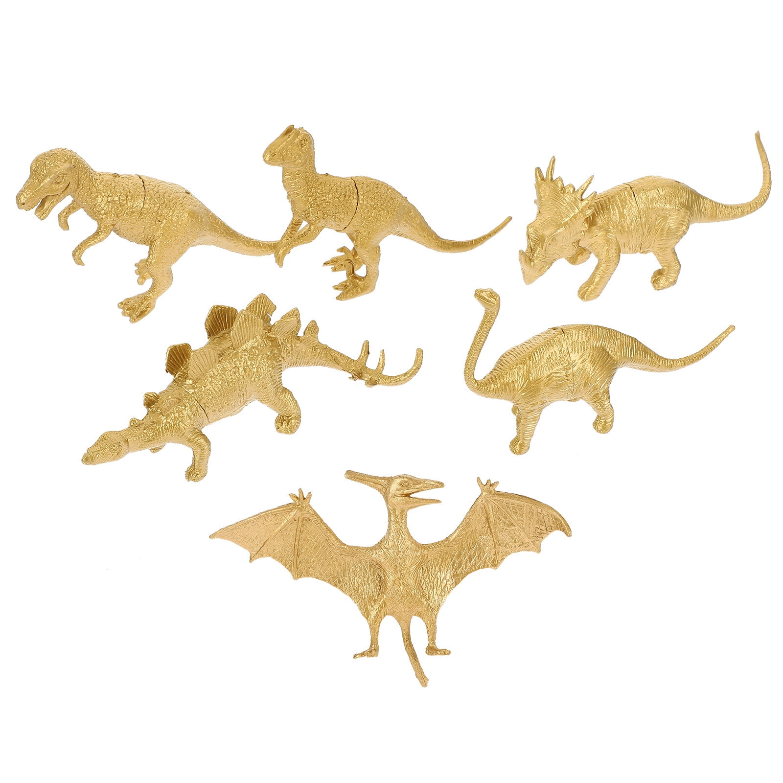 6 Pcs Bulk Toys for Kids Golden Dinosaur Model Cupcake Toppers Mini