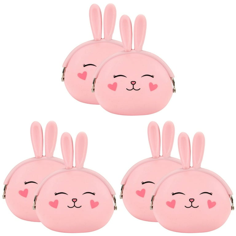 6 Pcs Bunny Coin Purse Small Travel for Girls Change Pouch Lovely Wallet Women Candy Color