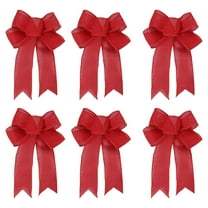 6 Pcs Burlap Bows, Christmas Red Bow Decorations, Natural Rustic Burlap Bowknot Ornament, 9.44inch Christmas Burlap Craft Bows, Decorative Wreath Bows for Crafts Xmas Party Birthday Decor