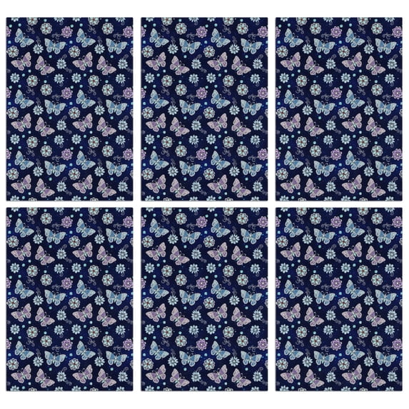 6 Pcs Butterfly and Jewel Blue Pattern Funny Kitchen Towels, Microfiber Dish Towels, Kitchen Tea Towels Set 18" X 26"