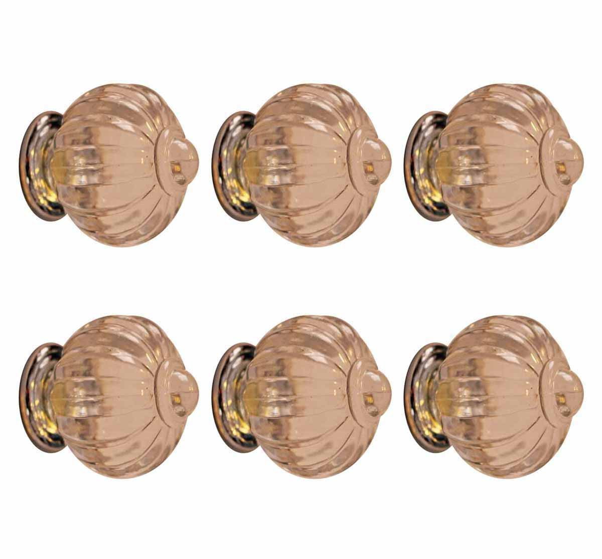 6 Pcs Cabinet Knobs, Acrylic 1 1/2" Dia W/ Chrome Back Door Pull Handle Comes w/Screws | Renovators Supply