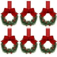 6 Pcs Cabinet Wreaths for Kitchen Mini Christmas Wreaths with Ribbon ...