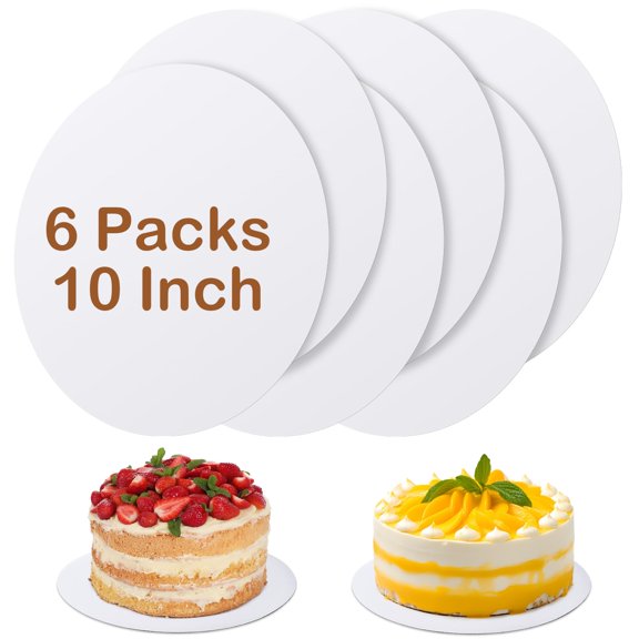 6 Pcs Cake Boards,White Cake Boards 10 inch Round,100%Food-graded Cardboard Cake Rounds,Waterproof and Oil-proof Cake Base for Cake DIY, Wedding, Birthday, Dessert, Pizza Decorating & Exhibition