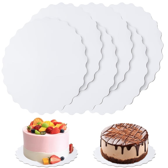 6 Pcs Cake Boards,White Cake Boards 10 inch Round,100%Food-graded Cardboard Cake Rounds,Waterproof and Oil-proof Cake Base for Cake DIY, Wedding, Birthday, Dessert, Pizza Decorating & Exhibition