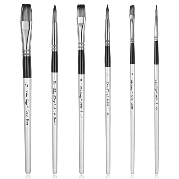 6 Pcs Cake Painting Brushes Set Food Paint Brushes Food Safe Cake Decorating Brush for Dusting Edible Glitter Edible Color for Cakes Cookie Decoration (Silver)