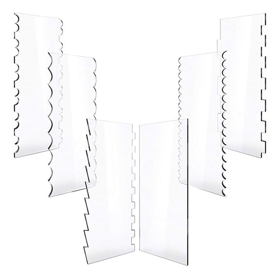 6Pcs Odontoid Cake Scraper Acrylic Cutter Kitchen Baking Supply Transparent