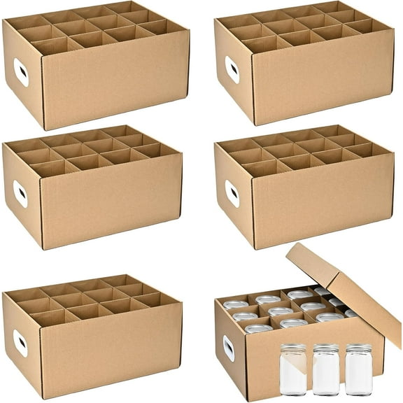 6 Pcs Canning Jar Storage Boxes, Fits 32 oz Regular or Wide Mouth Jars, 12 Cells Mason Jar Organizer