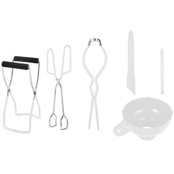 6 Pcs Canning Kit, Canning Supplies Starter, Canning Essentials Include Canning Funnel, Jar Lifter, Lid Lifter, Wrench, Tongs and Bubble Remover Tool for Mason Jars Canning Pot (White)