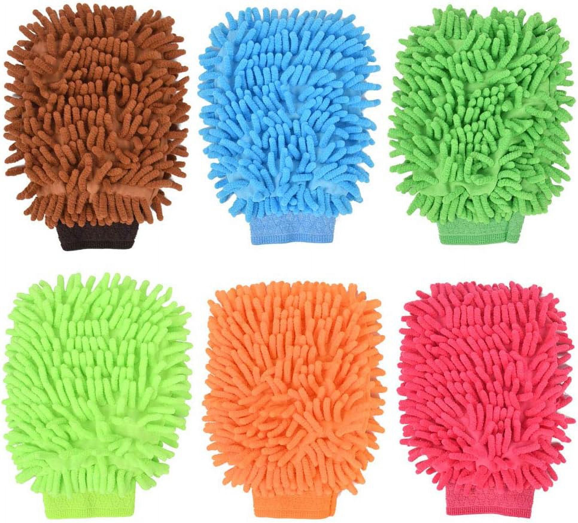 6 Pcs Car Wash Mitts Double Sided Microfiber Car Wash Mitts Chenille Car Wash Mitt(Small) Used for Car Cleaning,Office Cleaning,Household Cleaning,Glass Cleaning