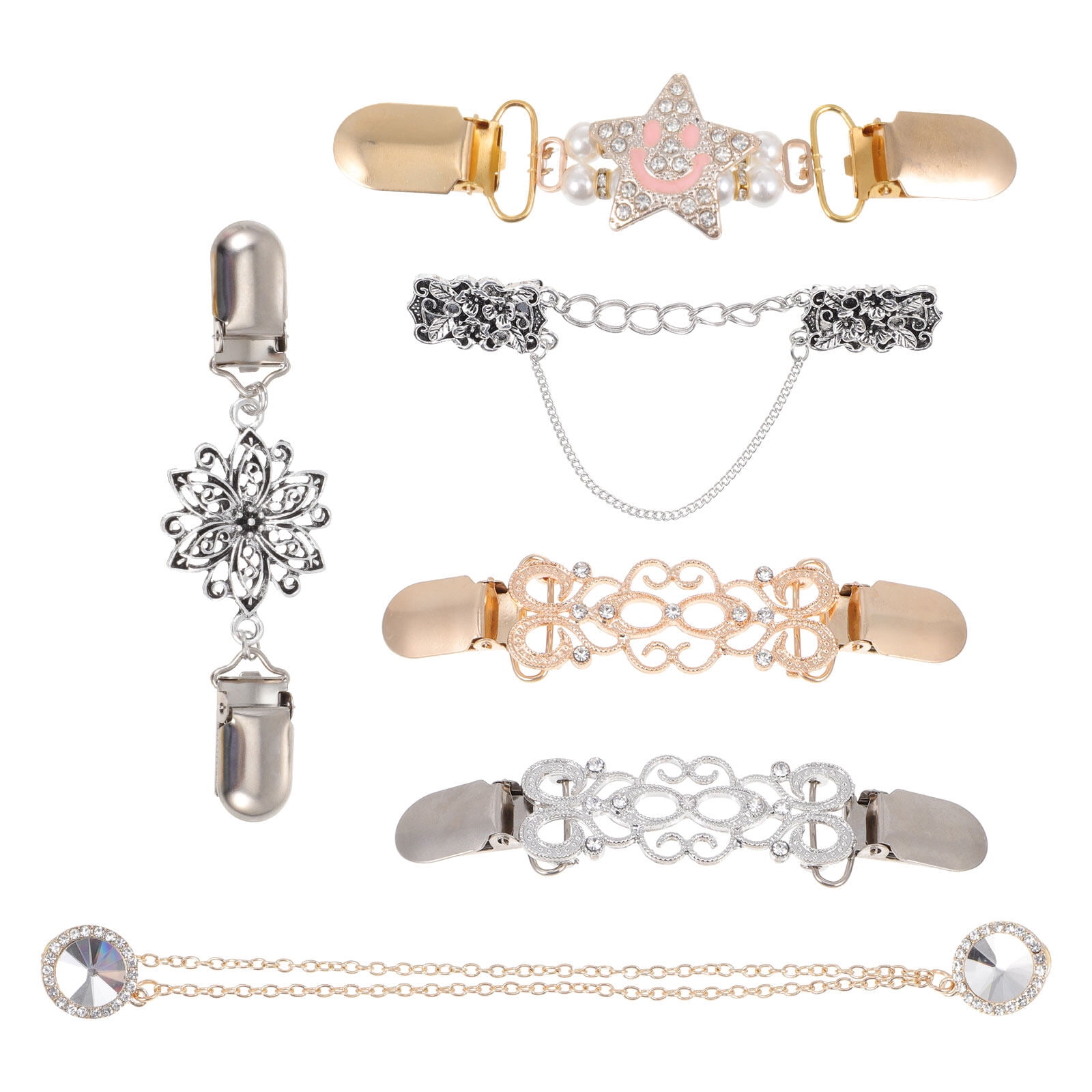 6 Pcs Cardigan Clips Practical Chic Clothes Clasps Retro Shawl Clasps