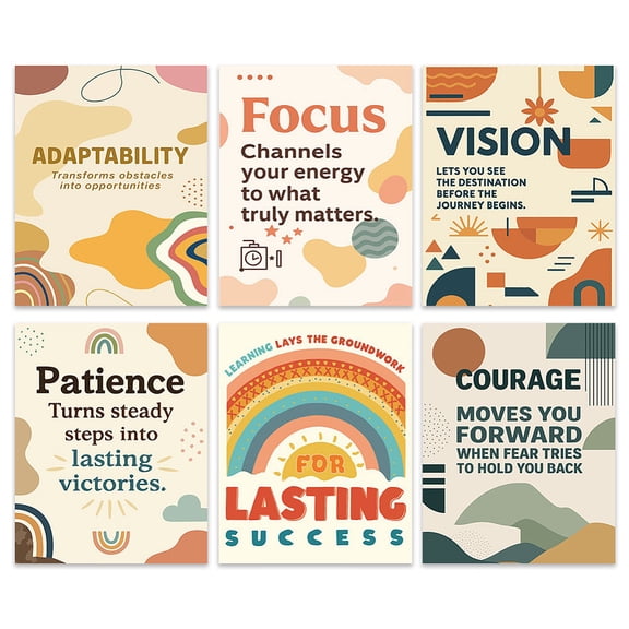6 Pcs Career Motivation Wall Art Prints Light Wood Newspaper Painting Wall Art Aesthetic Posters Modern Minimalism Wall Decor8 x 10 Inch Unframed