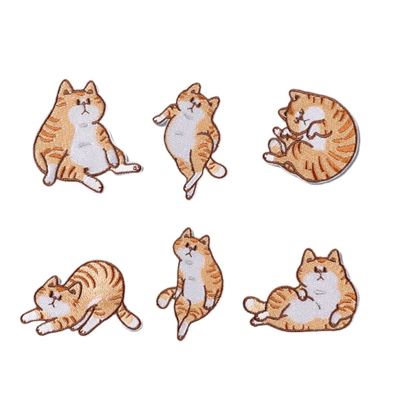 6 Pcs Cartoon Cats Embroidered Iron on Animal Repair Kitten Sewing on for Clothes Bag