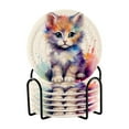 thumbnail image 1 of 6 Pcs Cat Cute Drink Coasters with Holder Absorbent Coaster Sets Cup Heat-Resistant Hot Pads Mats for Bar Table Protection, 1 of 7