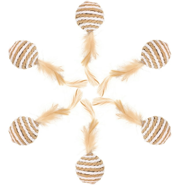 6 Pcs Cat Toy Ball Toys for Indoor Cats Kitten Plaything Interactive Playing Rope Paper