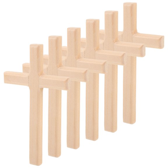 Raindrops Unfinished Wood Crosses Home Decoration 6Pcs 4.7X2.8X0.4In