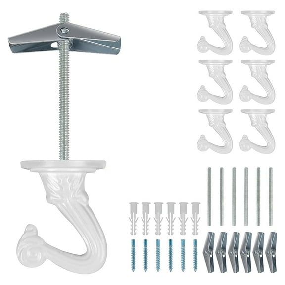 6 Pcs Ceiling Hooks for Hanging Plants,Hanging Lights Metal Small Hooks,Indoor Outdoor Plant Hanger Hook,6 * plant hooks for hanging baskets,White