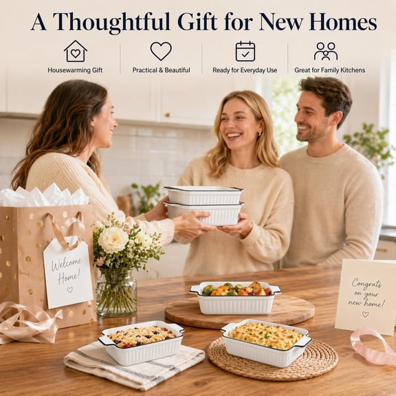 6 Pcs Ceramic Baking Dish Set - 12 Oz Small Casserole with Handles, Porcelain Bakeware for Lasagna, Cakes, Oven Microwave Safe
