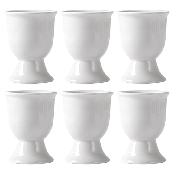 6 Pcs of Ceramic Egg Cups, Elegant White Egg Holders, Decorative Easter Egg Cup, Multi-Use for Eggs or Small Drink Cups, Smooth, Long-Lasting, Dishwasher Safe