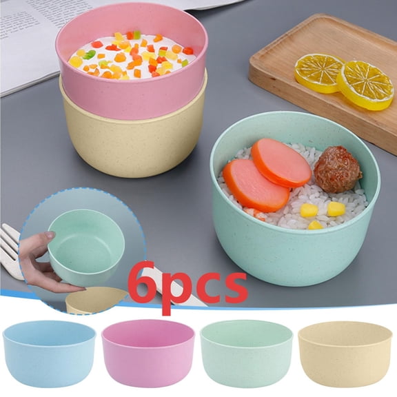 6 Pcs Cereal Bowls, Unbreakable Wheat Straw Fiber Bowl, Lightweight Kitchen Bowls Microwave & Dishwasher Safe BPA Free Bowls, E-Co Friendly Bowls Set for Cereal, Salad,Oatmeal, Soup,Snacks, White