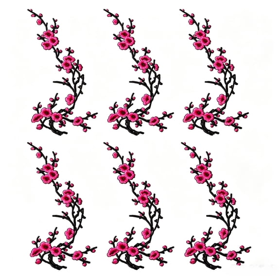 6 Pcs Cherry Blossom Patches, Floral Vine Trim Adds Elegant DIY Decoration To Jeans Backpacks Jackets Hats Shirts Bags and Craft Projects