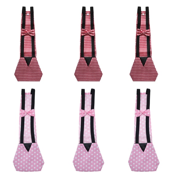 6 Pcs Chicken Diapers, M Size Duck Diapers for Pet Goose, Duck Diapers, Pink Polka Dot & Red Checkered Pattern