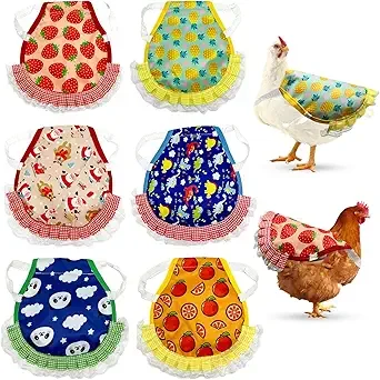 6 Pcs Chicken Saddle For Hens Waterproof Chicken Apron Poultry Protector Wing Back Feather Fixer Supplies
